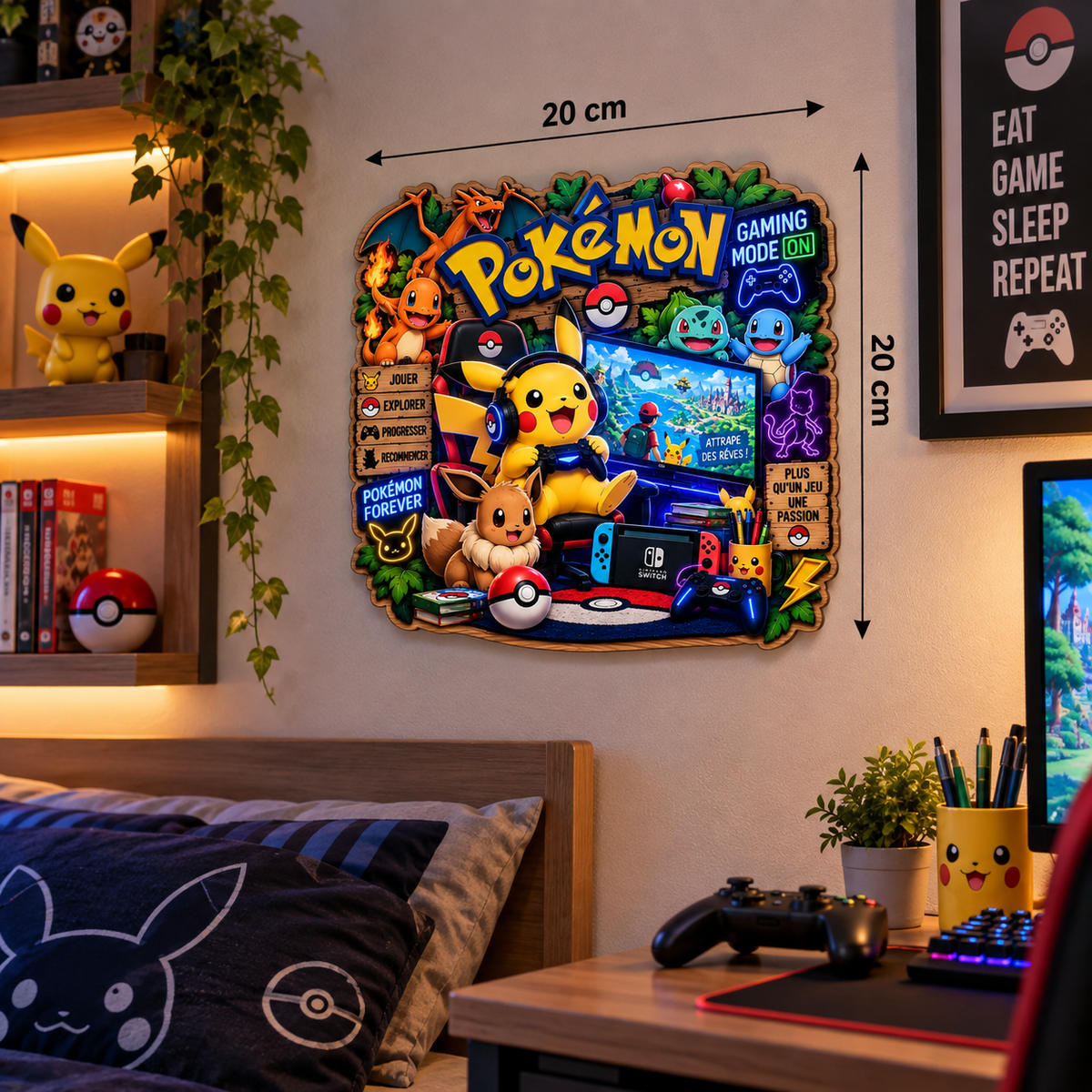 Décoration murale personnalisée Pokémon 20cm