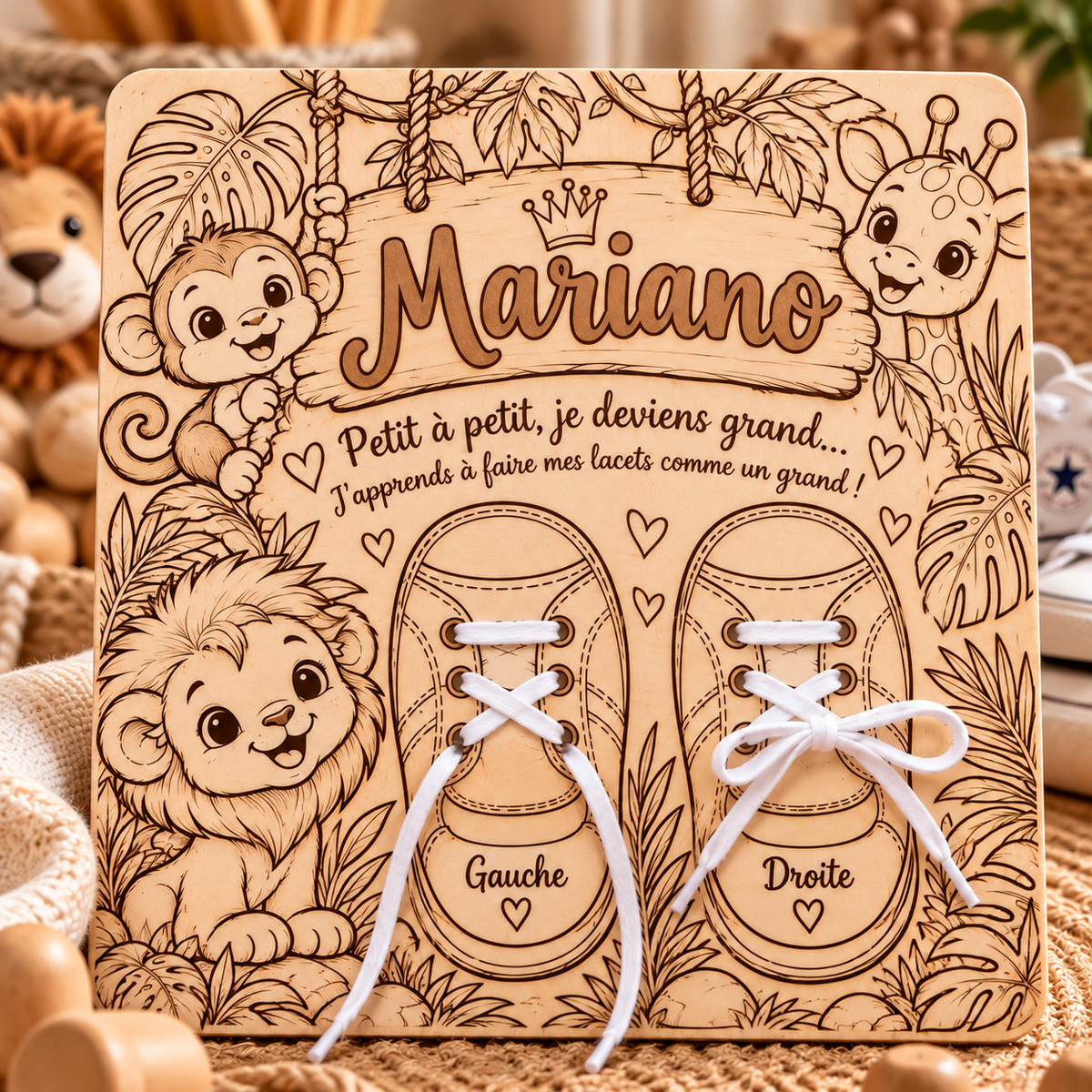 🧸 Planche d’apprentissage à lacer personnalisée ✨