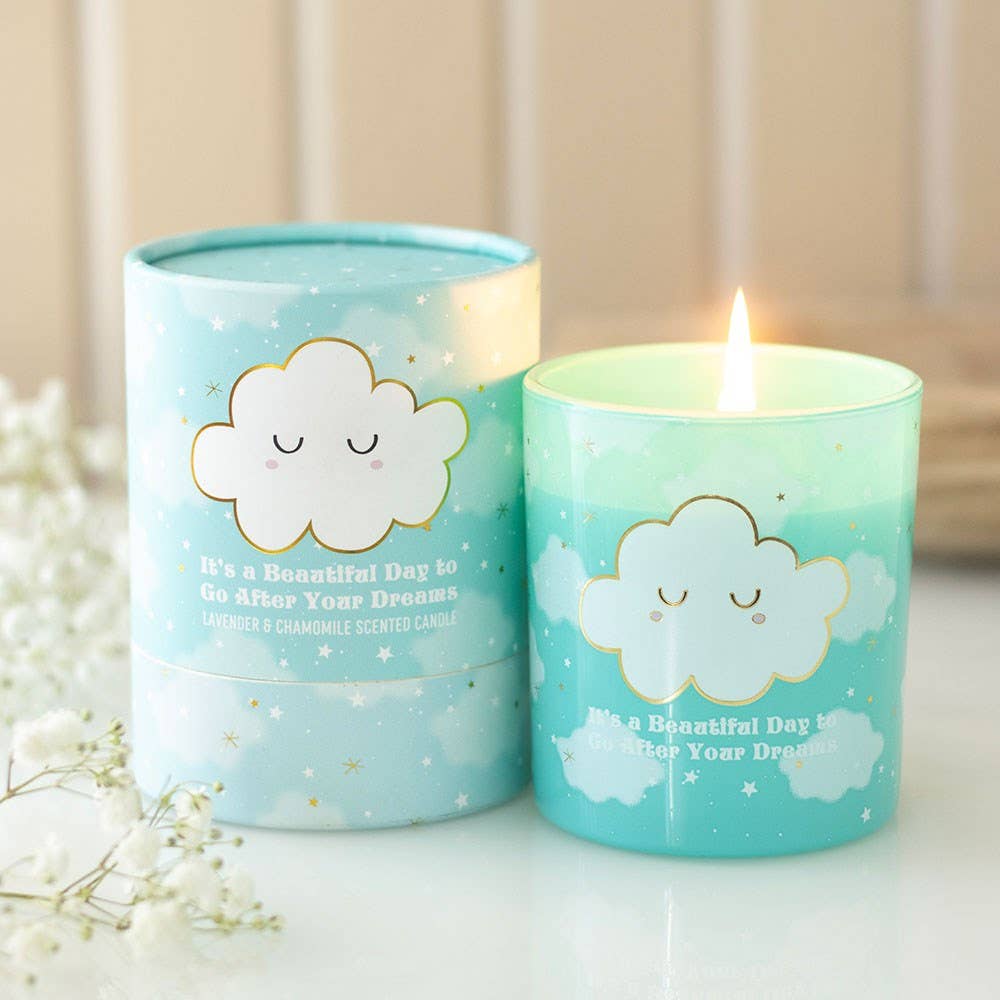 Bougie motif nuage lavande et camomille