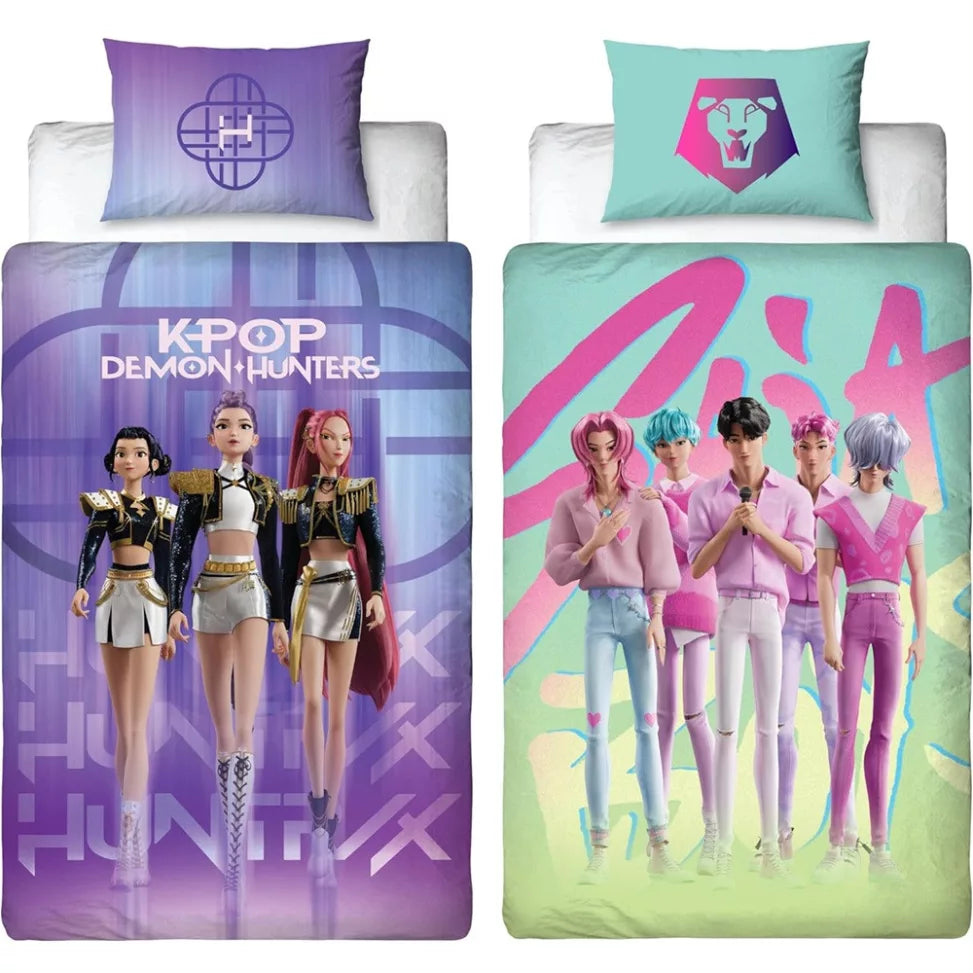 (Précommande) Parure de lit double face en microfibre K-pop Demon Hunters 1 personne