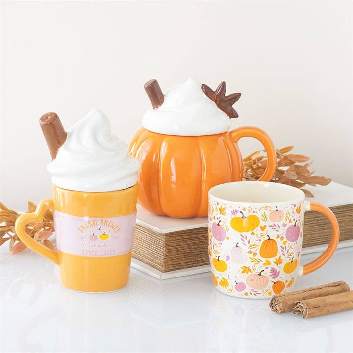 Tasse d'automne crème citrouille avec couvercle 400ml