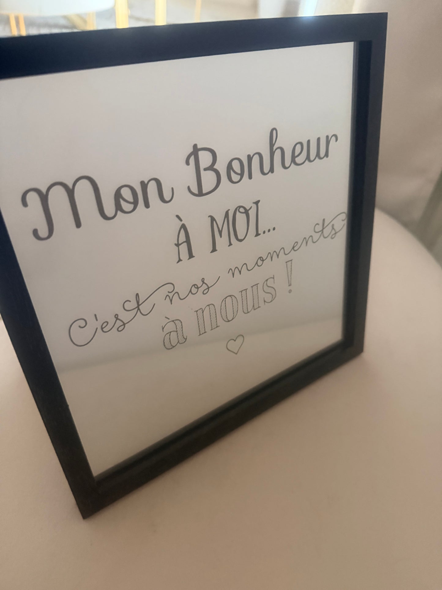 Gravure sur miroir citation Mon bonheur à moi
