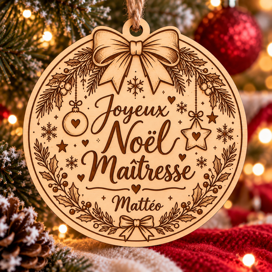 🎄 Suspension de Noël personnalisée en bois – 10 cm 🎄