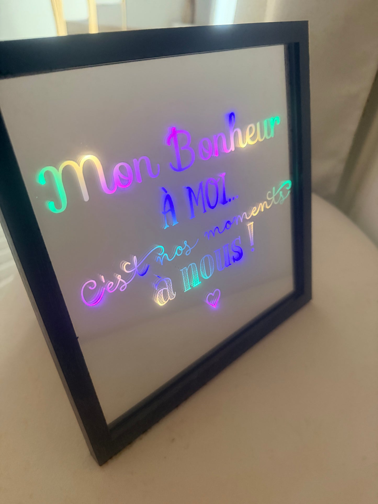 Gravure sur miroir citation Mon bonheur à moi