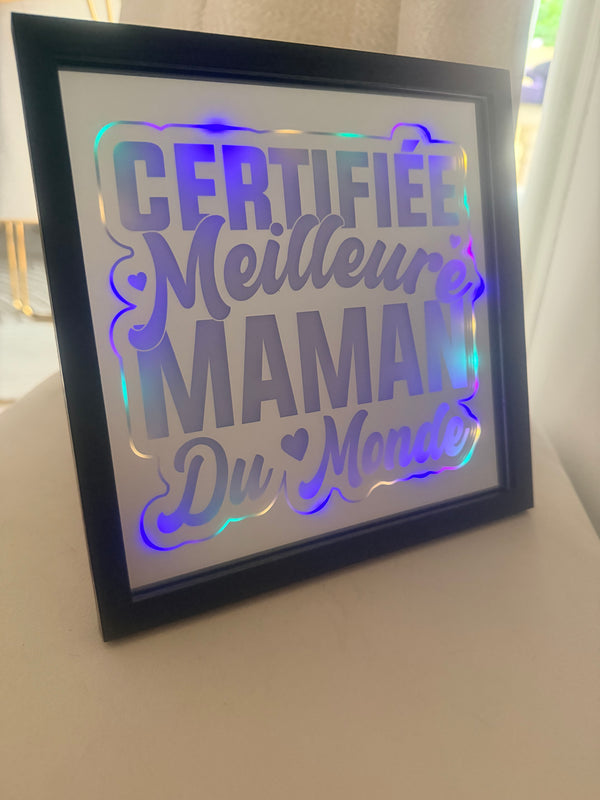 Gravure miroir Certifiée Meilleure Maman du Monde 20x20cm