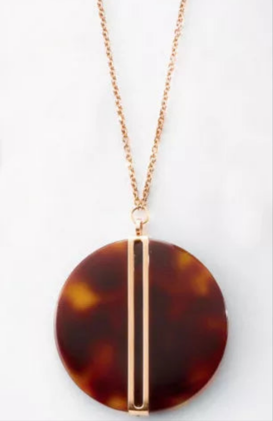 Collier Victoria couleur or rose avec motif marron