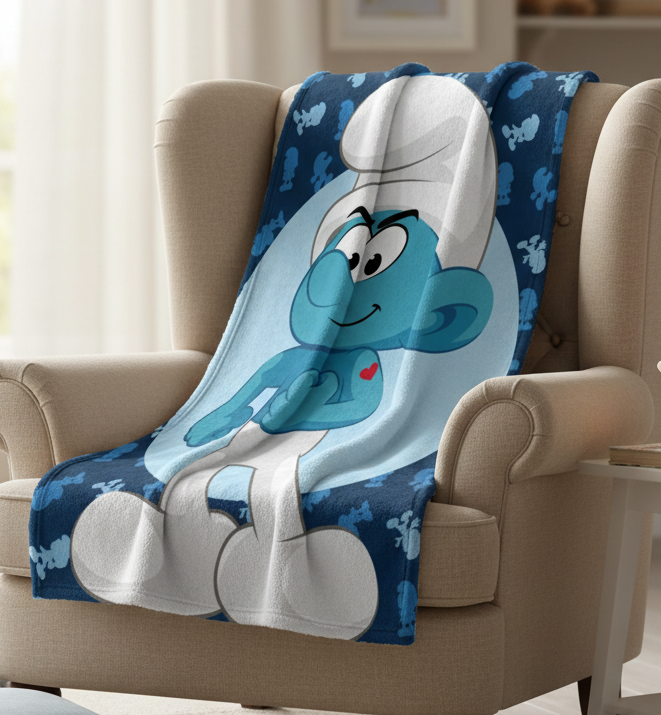 (Précommande) Couverture polaire Schtroumpf Costaud 100x140cm