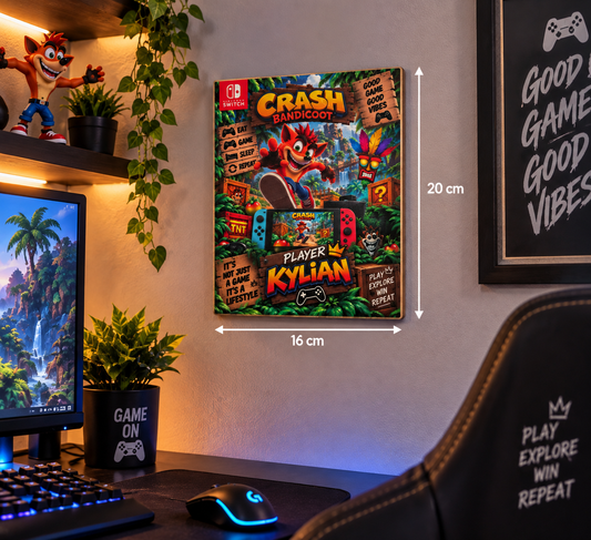 Décoration murale personnalisée Crash Bandicoot 20cm