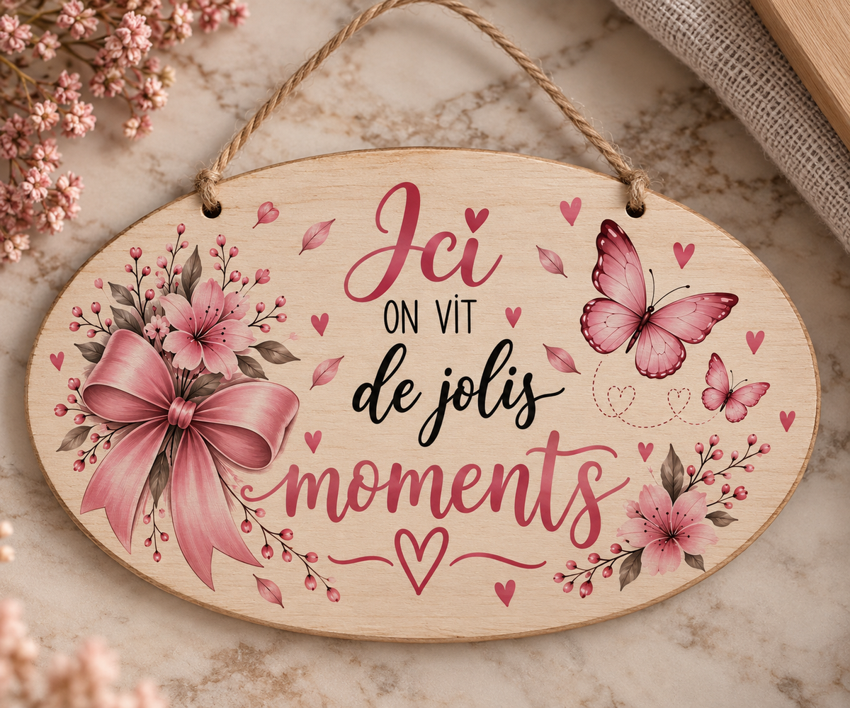 Plaque décorative murale – “Ici on vit de jolis moments”