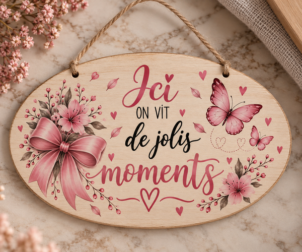 Plaque décorative murale – “Ici on vit de jolis moments”