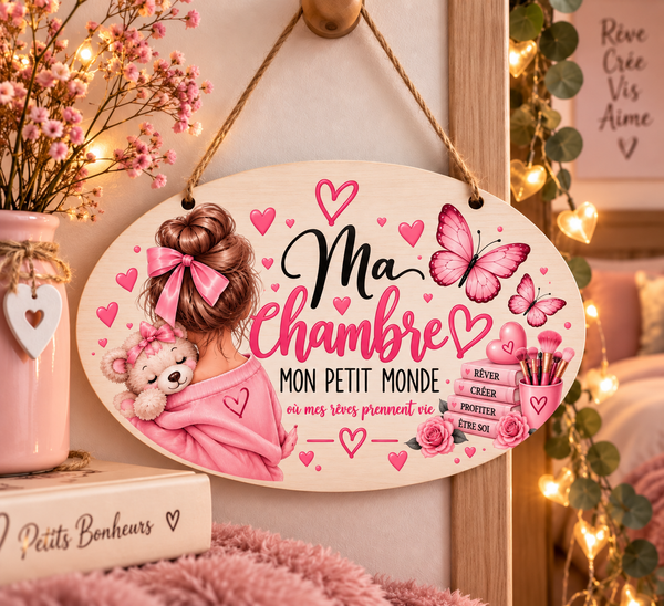 Plaque décorative murale – “Ma chambre, mon petit monde”