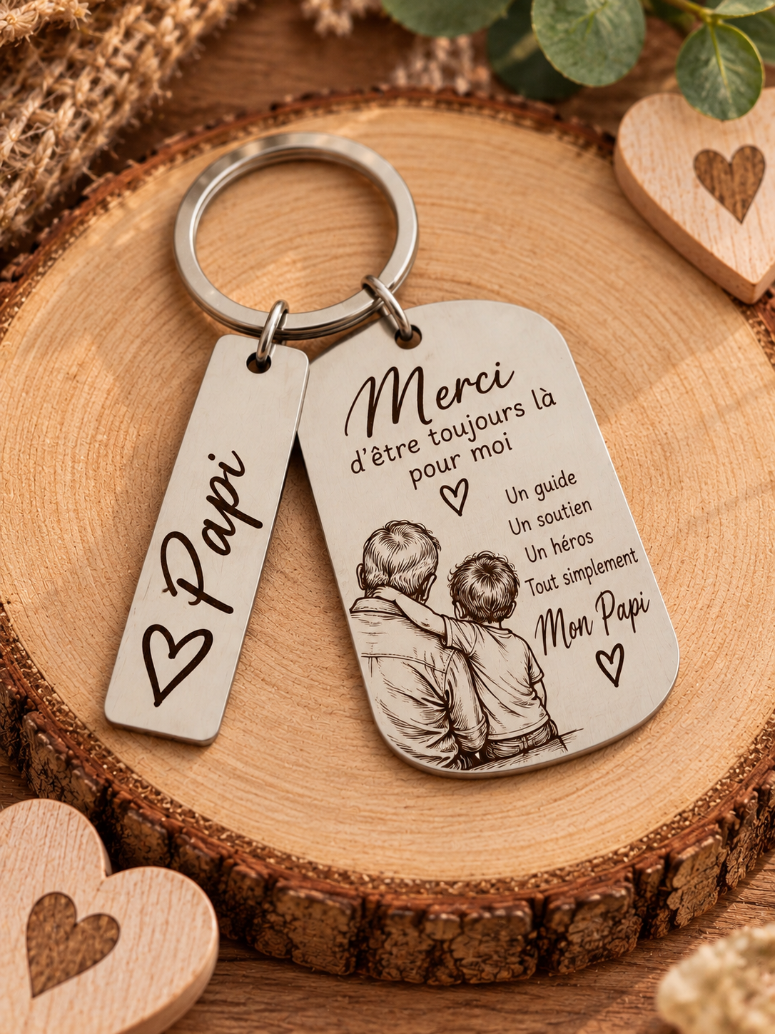 Porte-clés personnalisé “Merci Papi” ❤️