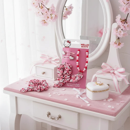 (Précommande) Ensemble collier et accessoire pour cheveux Hello Kitty rose