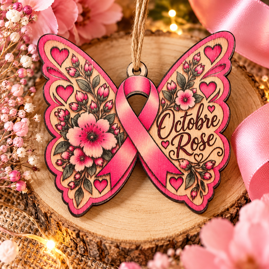 Suspension Papillon – Octobre Rose 🦋🎀 (1€ reverser)