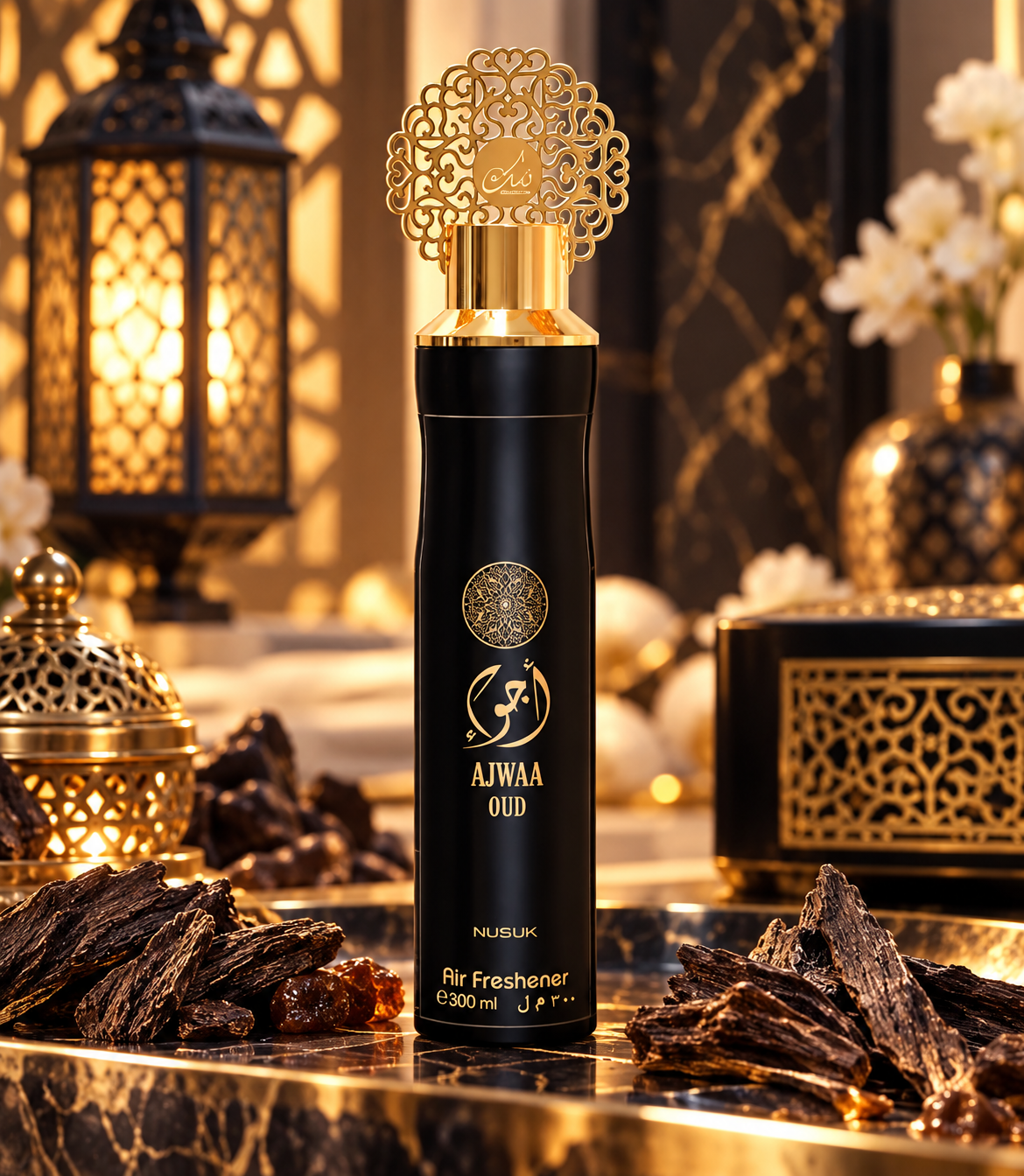 Ajwa Oud Black – Désodorisant d’intérieur NUSUK 300 ml