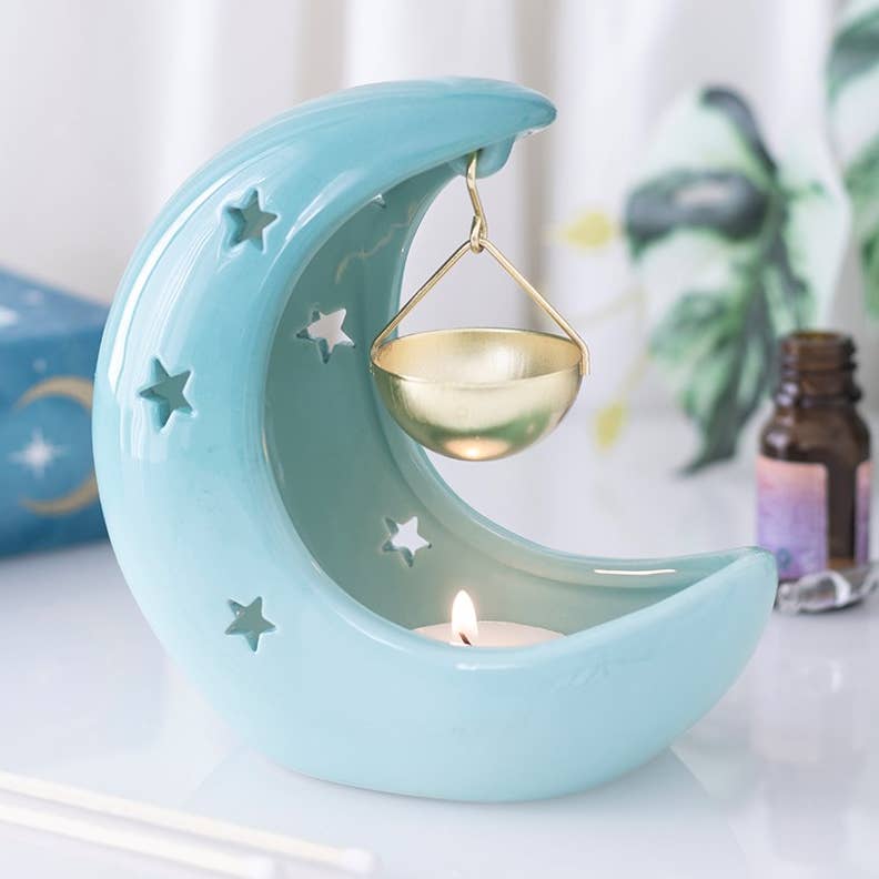 🌙 Brûle-Parfum Suspendu Croissant de Lune