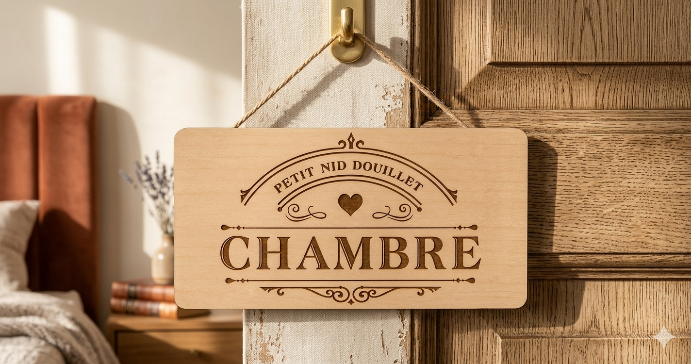 Plaque de porte en bois Petit Nid Douillet Chambre