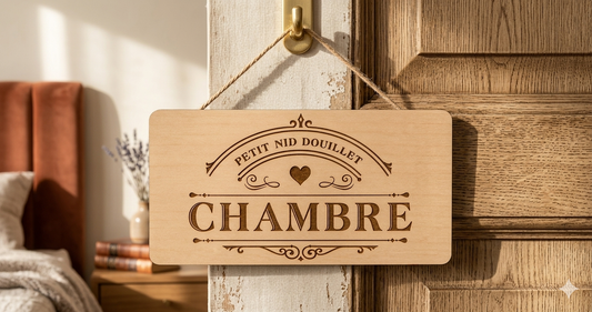 Plaque de porte en bois Petit Nid Douillet Chambre