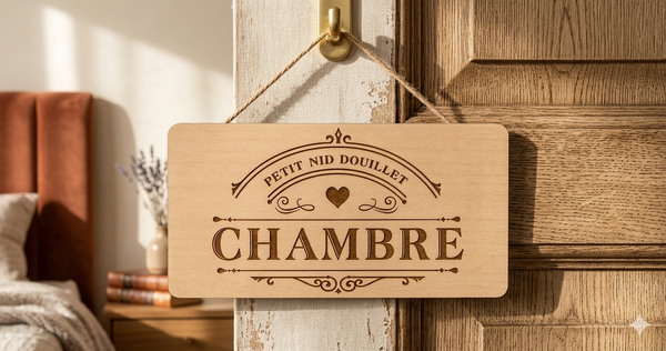 Plaque de porte en bois Petit Nid Douillet Chambre