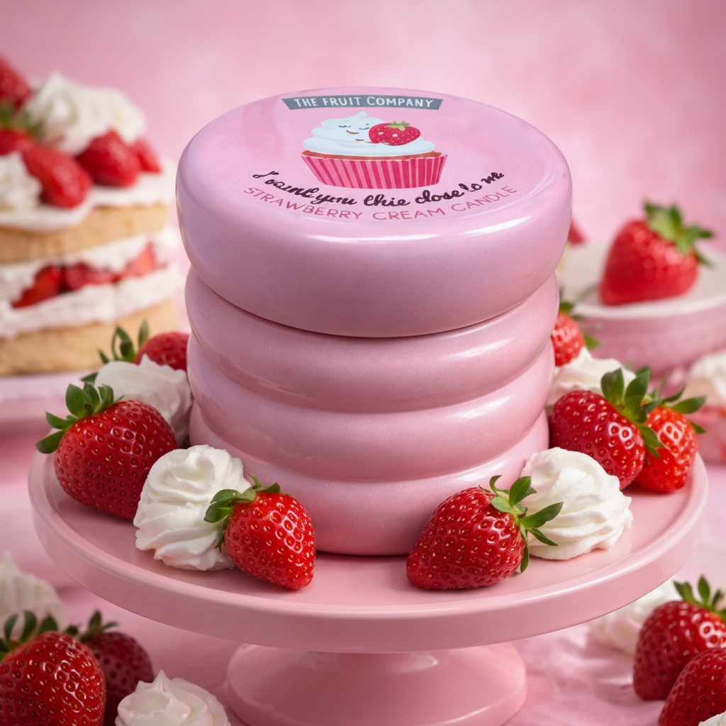 🍓 Bougie Parfumée Fraise Chantilly – The Fruit Company 🤍✨
