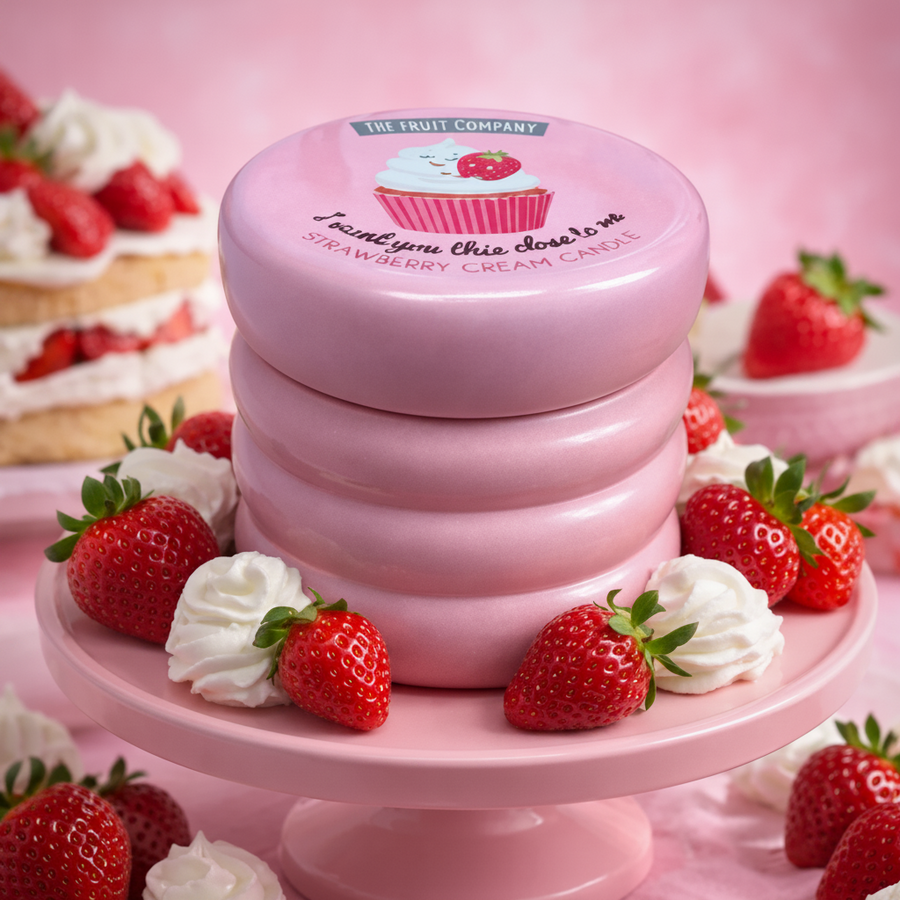 🍓 Bougie Parfumée Fraise Chantilly – The Fruit Company 🤍✨