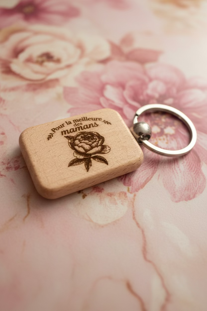 Porte-clés en bois « pour la meilleure des mamans »