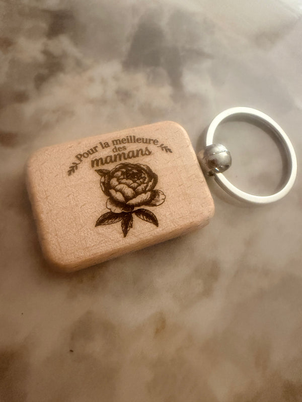 Porte-clés en bois « pour la meilleure des mamans »