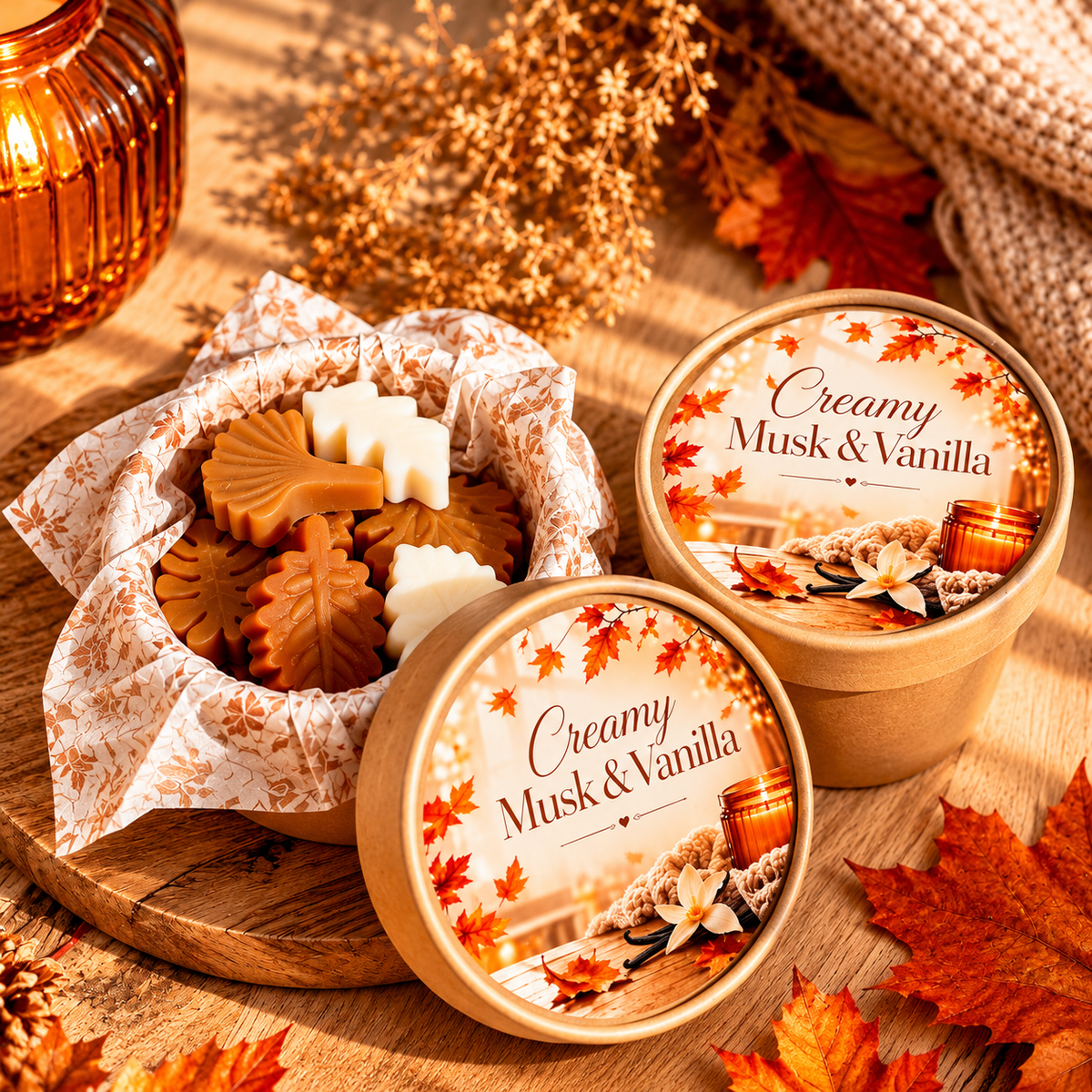 (Arrivage) Musc crémeux et vanille – Fondants de cire Feuilles d'automne 135g Édition limitée