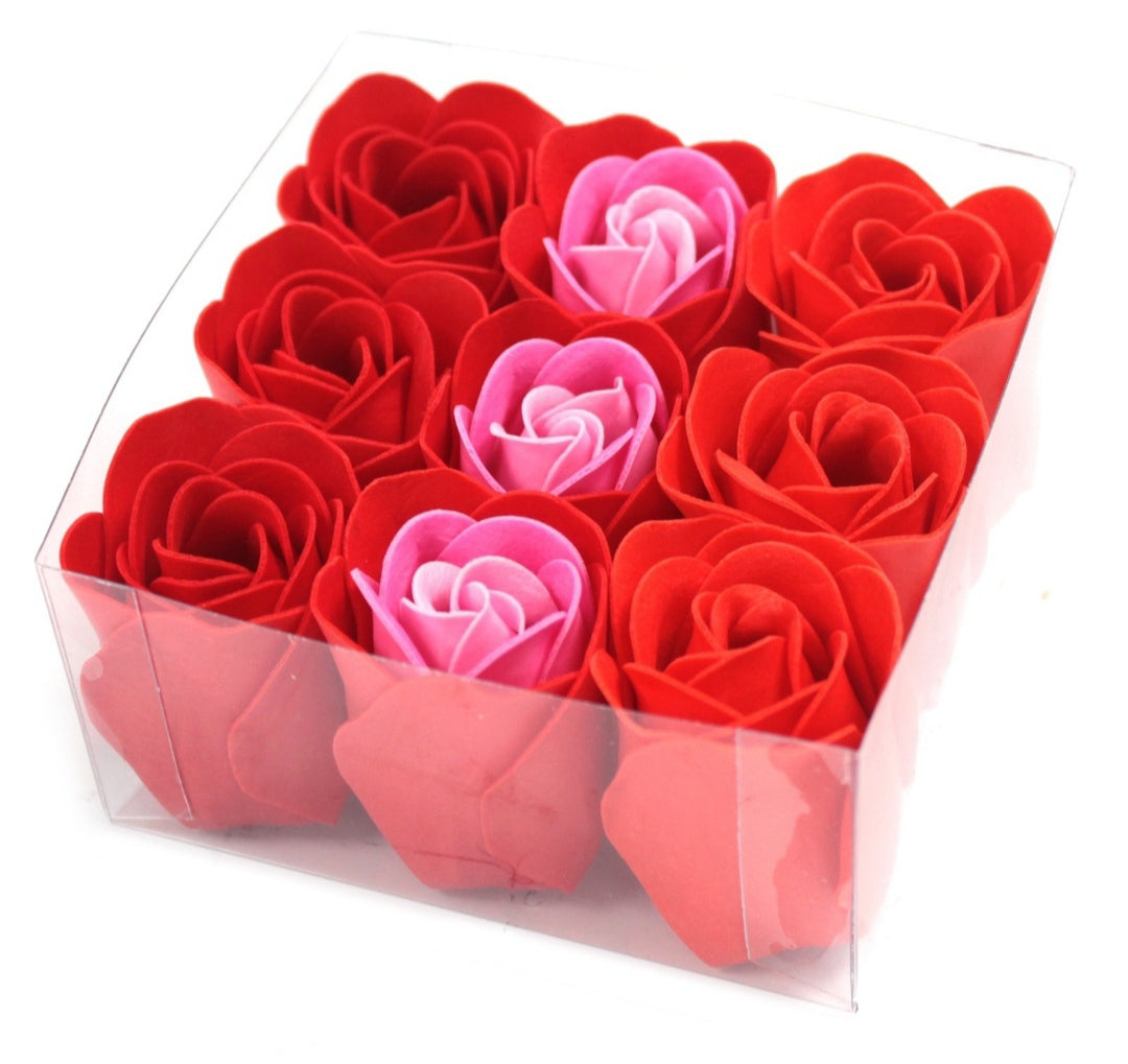 Boîtes de 9 roses de savon - Rouge