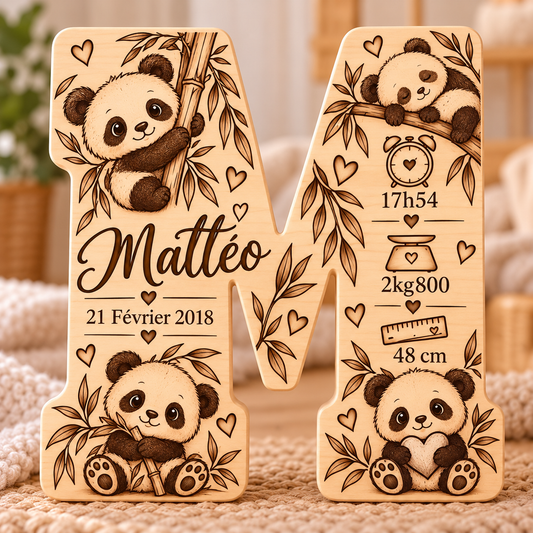 Lettre Prénom Personnalisée en Bois (Animal au choix)