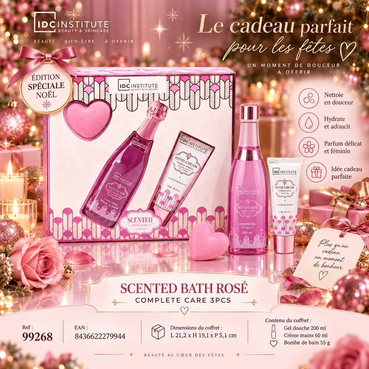 🌹 Coffret 3 pièces Bain Parfumé Rosé – IDC Institute