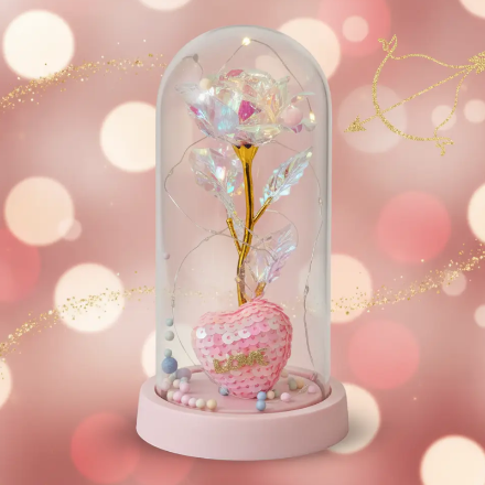 (Précommande) Dôme Lumineux “Rose Éternelle & Cœur” – Collection Prestige Saint-Valentin