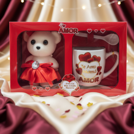 (Précommande) Coffret Cadeau Premium “Amor” : Oursonne & Mug Céramique