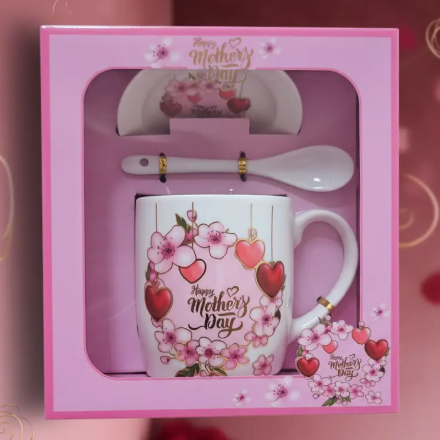 (Précommande) Coffret Cadeau Céramique Premium – Set 3 Pièces (Mug, Soucoupe & Cuillère)