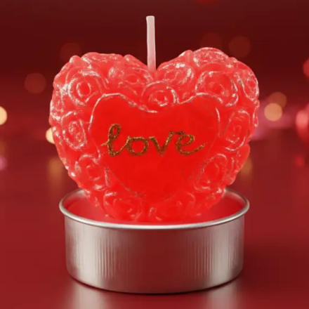 (Précommande) Petites Bougies Cœurs “Texture Roses”