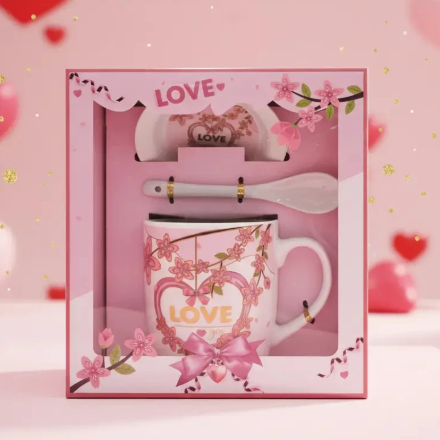 (Précommande) Collection Coffret Cadeau Saint-Valentin – Trio Mug, Couvercle & Cuillère