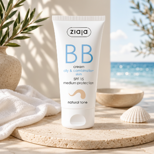 ✨ BB Crème Ziaja Peaux Mixtes à Grasses – Teinte Beige Naturel SPF15