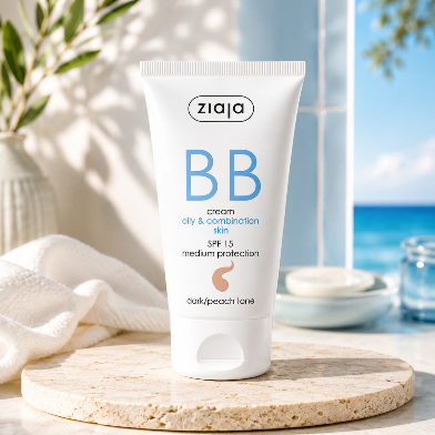 💙✨ BB Crème Ziaja SPF15 – Peaux Mixtes à Grasses – Teinte Beige Doré ✨💙