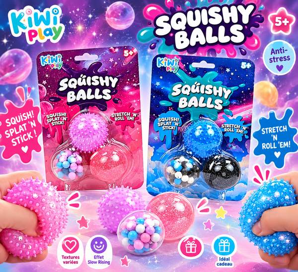 🟣 Balles Squishy Anti-Stress Kiwi Play