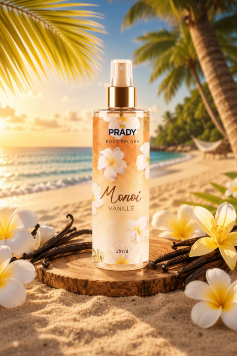 🌴🌺 Brume Corps & Cheveux Monoï Vanille Prady – 250 ml