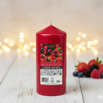 (Précommande) Grande Bougie Fruits Rouges – 12cm X 5,70cm – 240grs