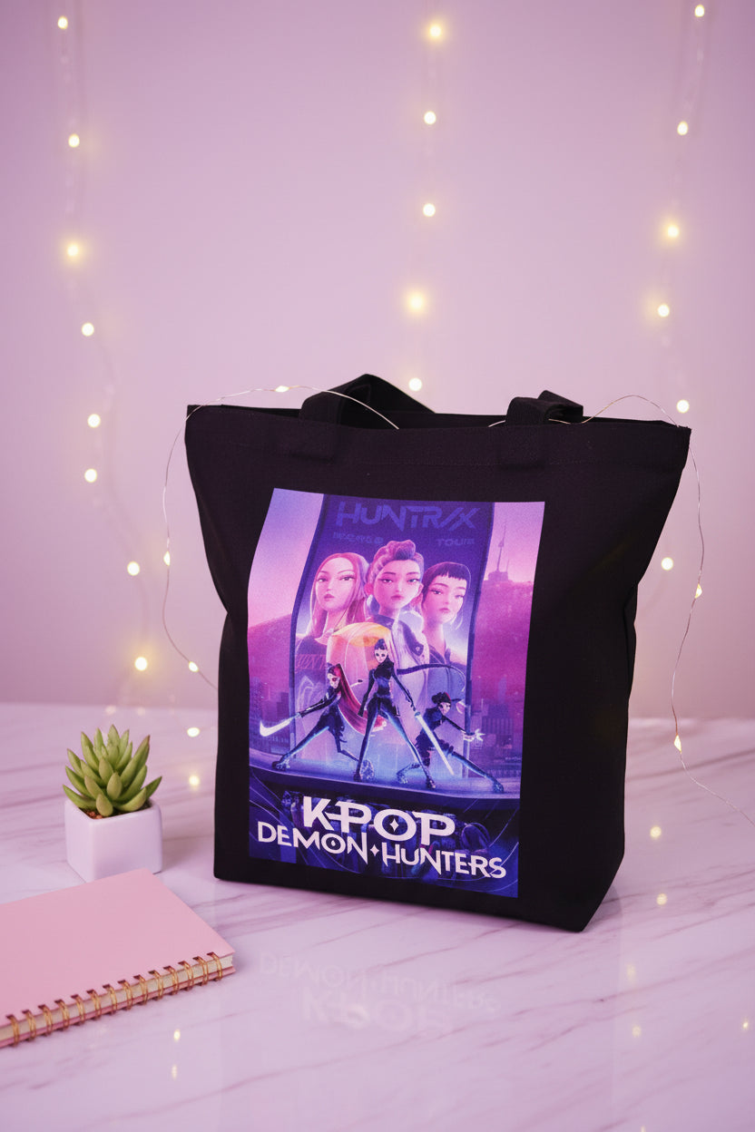 (Précommande) Sac shopping Kpop Demon Hunters Neon Warriors 41 cm