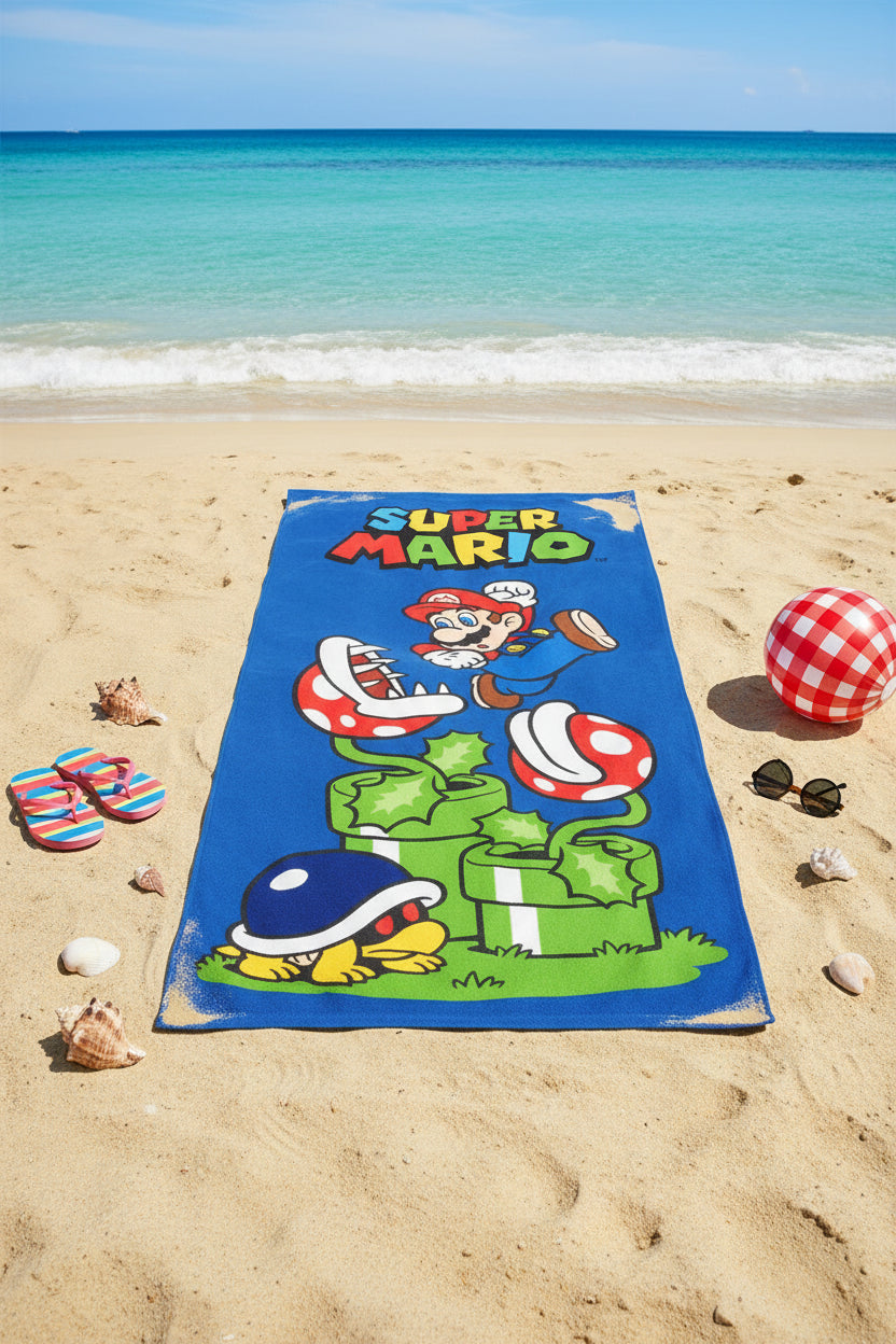 (Précommande) Serviette de plage Super Mario 70x140cm (Séchage rapide)