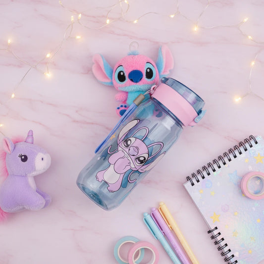 (Précommande) Bouteille d'eau en plastique Disney Lilo et Stitch avec clip 600 ml