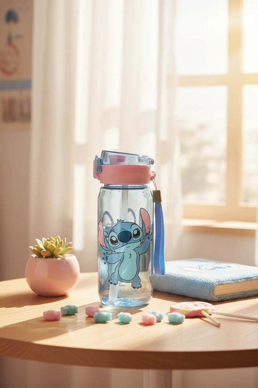 (Précommande) Bouteille d'eau en plastique Disney Lilo et Stitch avec clip 600 ml