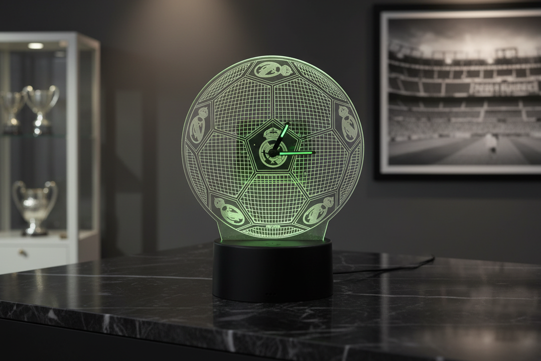 (Précommande) Horloge LED du Real Madrid en méthacrylate