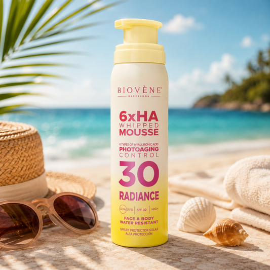(Précommande) ✨ Mousse Solaire SPF30 Radiance 6xHA – Biovène Barcelona – 100 ml