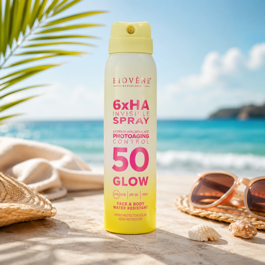 (Précommande) ✨ Spray Solaire Invisible SPF50 Glow 6xHA – Biovène Barcelona – 100 ml