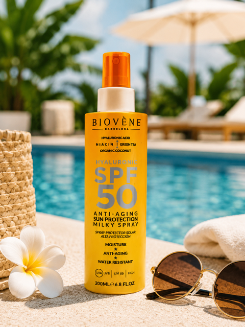 (Précommande) 🧡 Lait Solaire SPF50 à l’Acide Hyaluronique – Biovène Barcelona – 200 ml