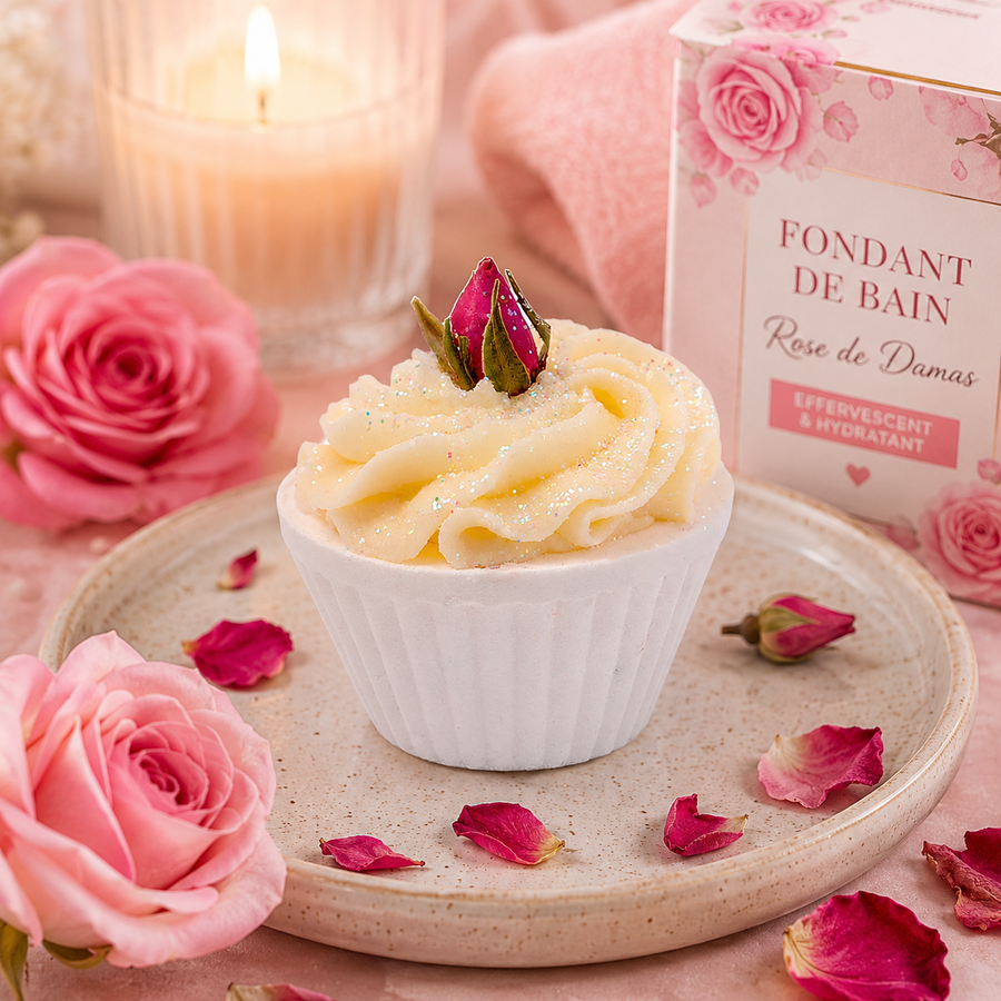🌹 Fondant de Bain Cupcake – Parfum Rose de Damas 🌹